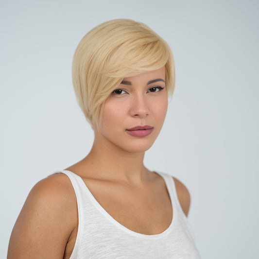 Magdalini: Ίσια Pixie Ξανθιά Περούκα MACO HAIR SYSTEMS